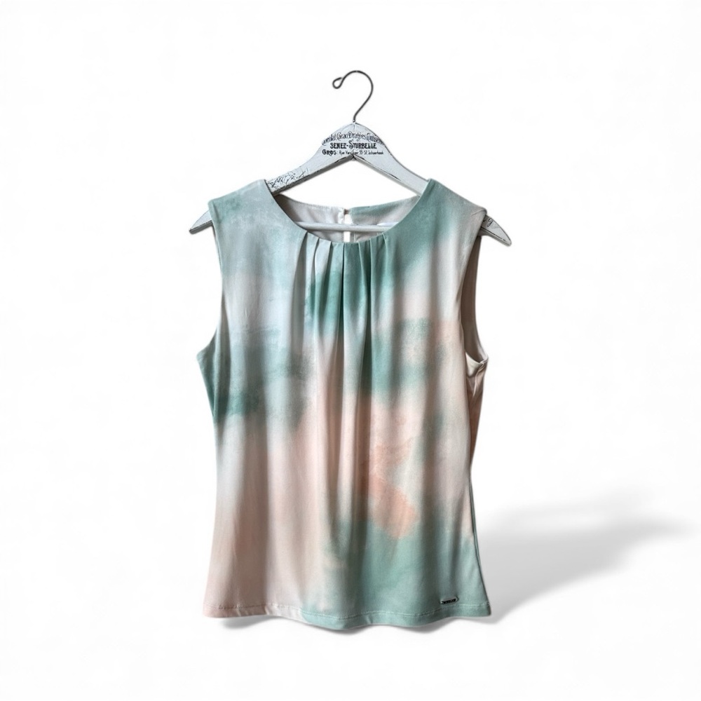 Calvin Klein Watercolor Print Sleeveless Pleated Top Size (S/M)